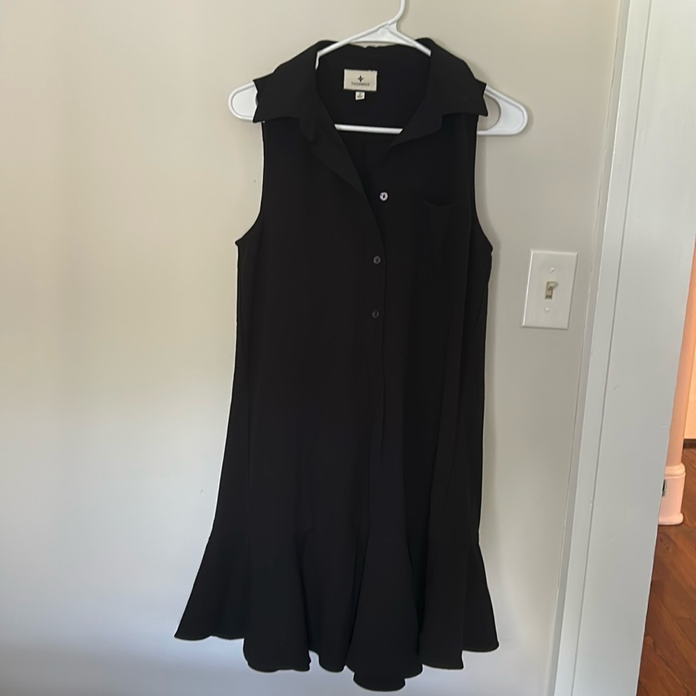Tuckernuck Black Notched Collar Sleeveless Mini Dress